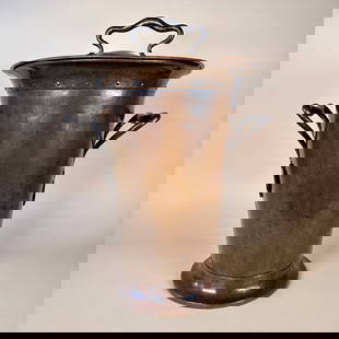 Spittle / Art Fittings / Gustav Stickley Copper Coal Bin: Norman & Ernest Spittle / Art Fittings Ltd lidded coal bin, England circa 1903. The Spittle brothers were the firm behind Art Fittings where Gustav Stickley purchased several items while visiting