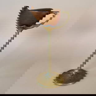 Albin Muller Darmstadt Secessionist Cigar Lighter: Albin Muller cigar lighter, Darmstadt Germany circa 1906. Cigar lighter in copper and brass was part of a series of objects Muller designed for the firm of Edward Hueck while working as part of the