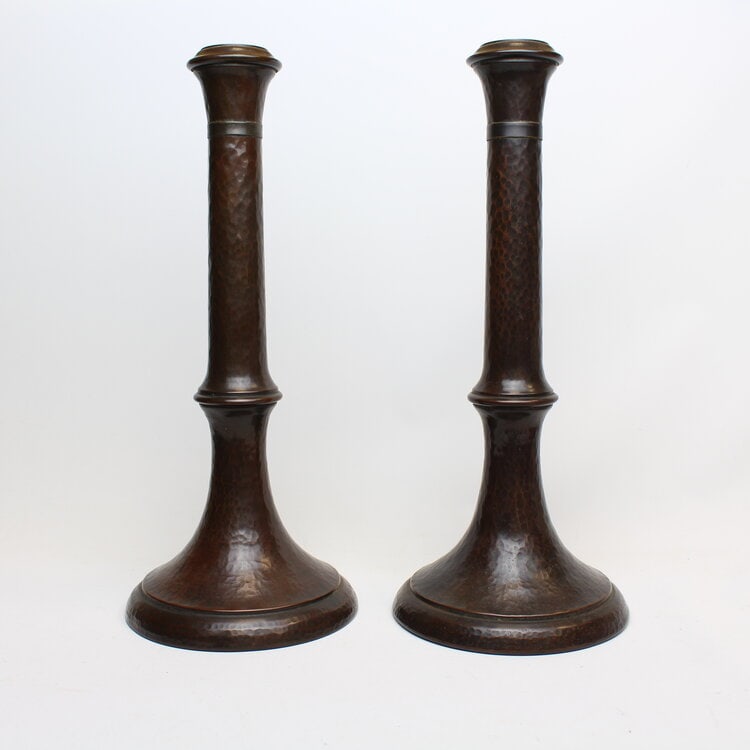 Stickley Brothers Hammered Copper Candlesticks (1 of 7)