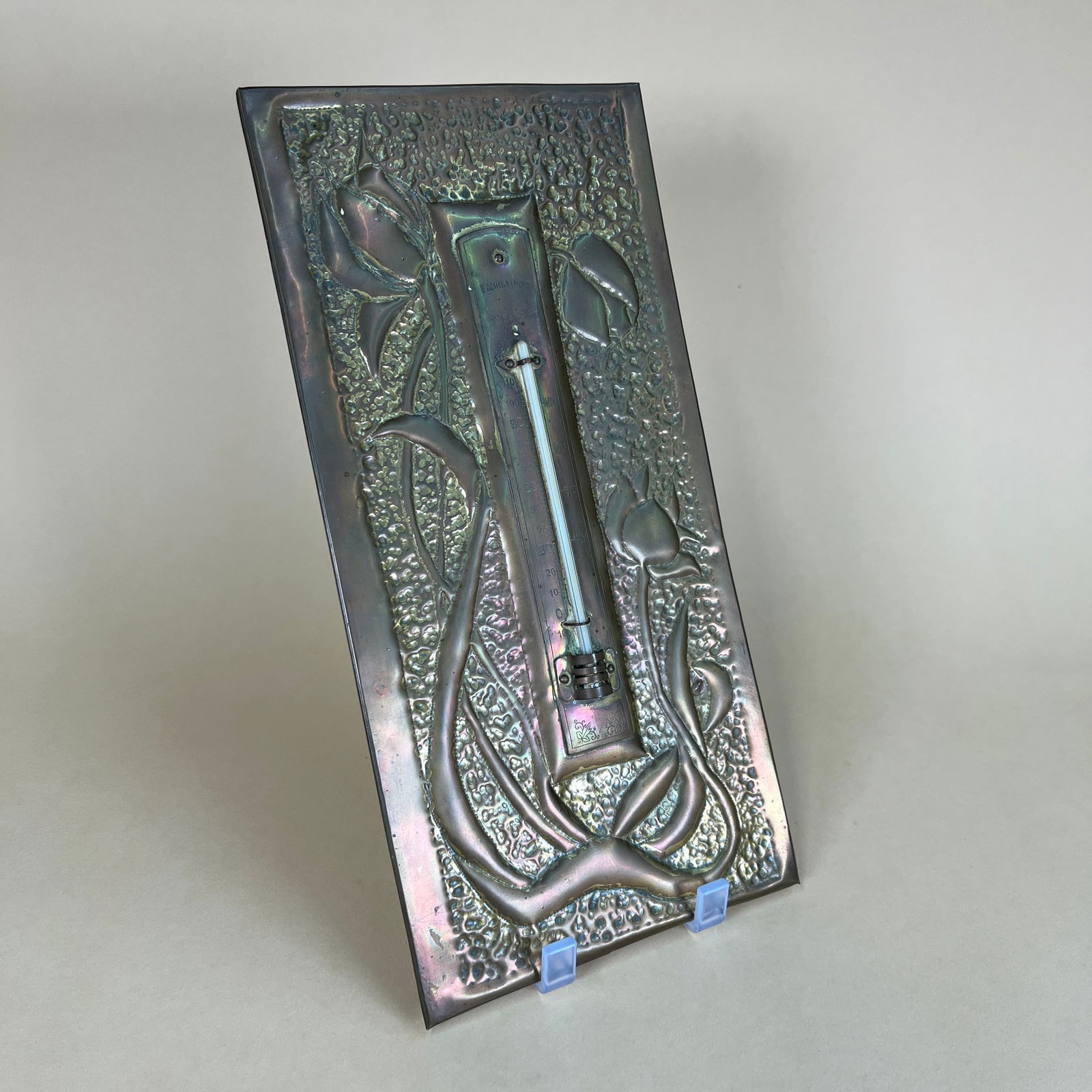 Arts & Crafts Hammered Copper Thermometer c1915 (1 of 4)