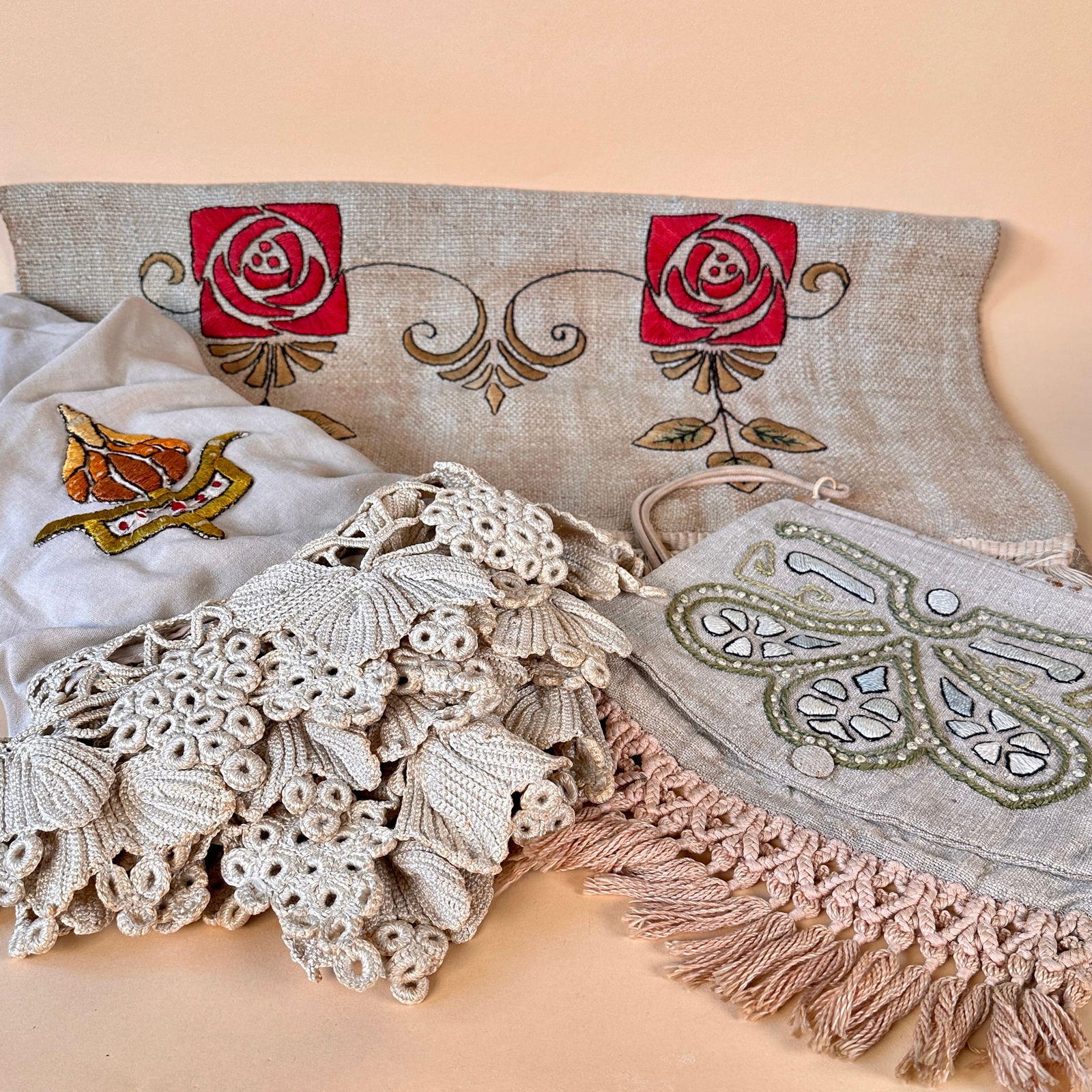 Arts & Crafts Linen Textile Group Lot (1 of 3)