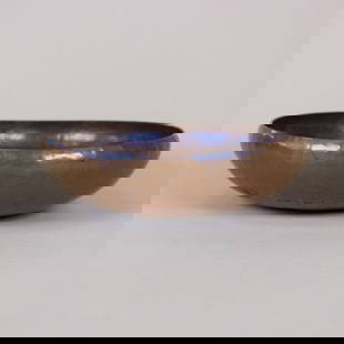 Northland Craft Shop Hammered Copper Bowl: Northland College Craft Shop hammered copper bowl. Very heavy gauge copper with a deep red original patina to interior. Impressed with "Northland" under pine tree mark. Ashland, WI. Circa 1920s. 8" x