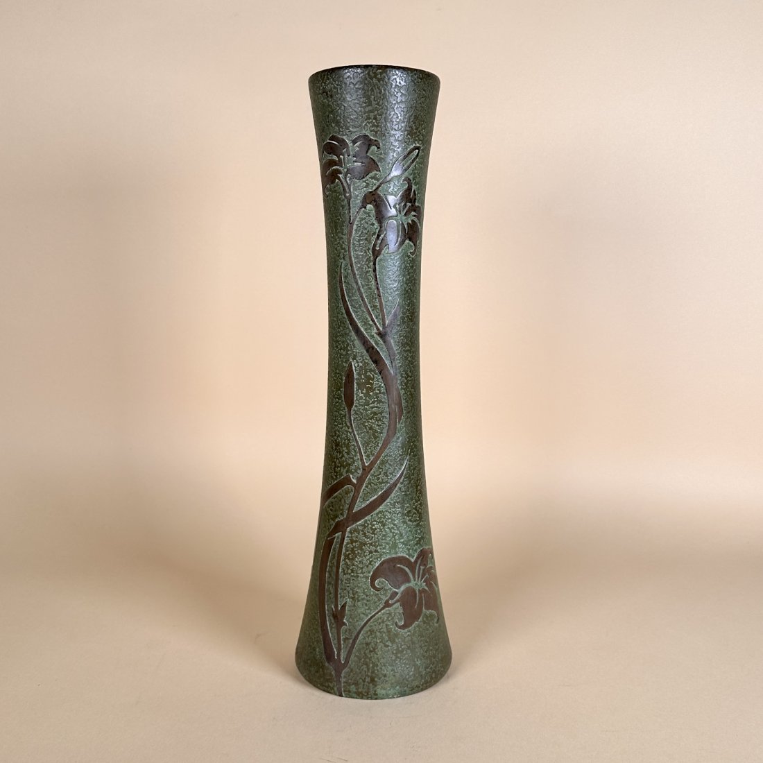 Silvercrest / Heintz Tall Green and Copper Arts and Crafts Vase (1 of 7)