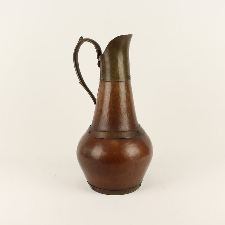 Arts & Crafts Hammered Copper & Brass Pitcher (1 of 8)