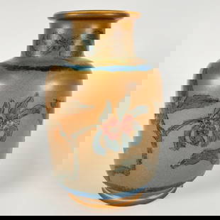Rookwood Decorated Vase 1925 Klinger: Signed on base with Rookwood mark, dated 1925, and artist cipher for Charles Klinger. Measures 9 1/2"x 6" This lot will ship from our Michigan location.