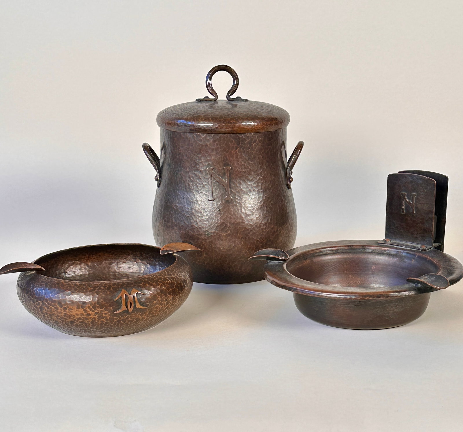 Fred Brosi Arts & Crafts Copper Humidor Ashtrays (1 of 7)