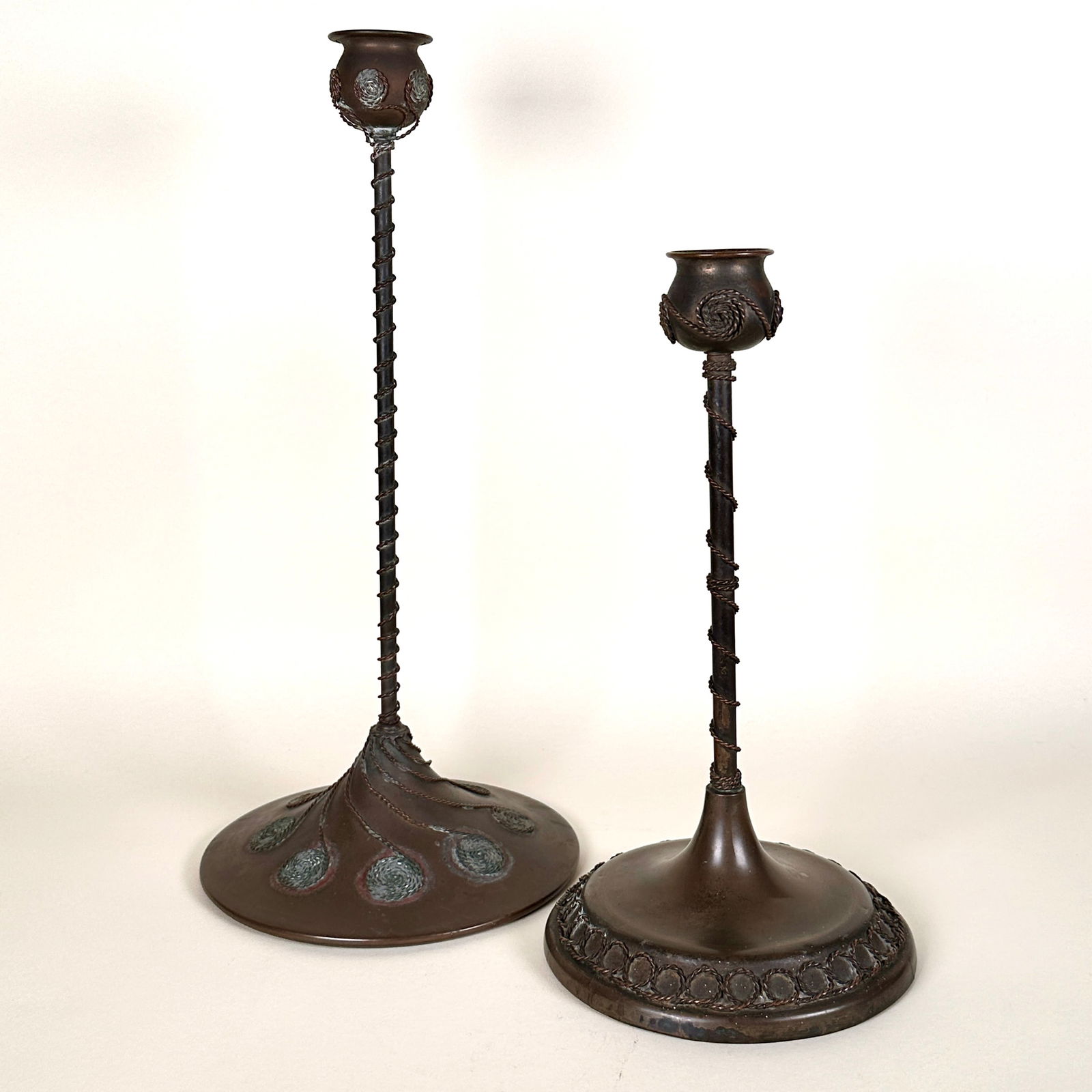 Riviere Studios Bronze Arts & Crafts Candlesticks (1 of 9)