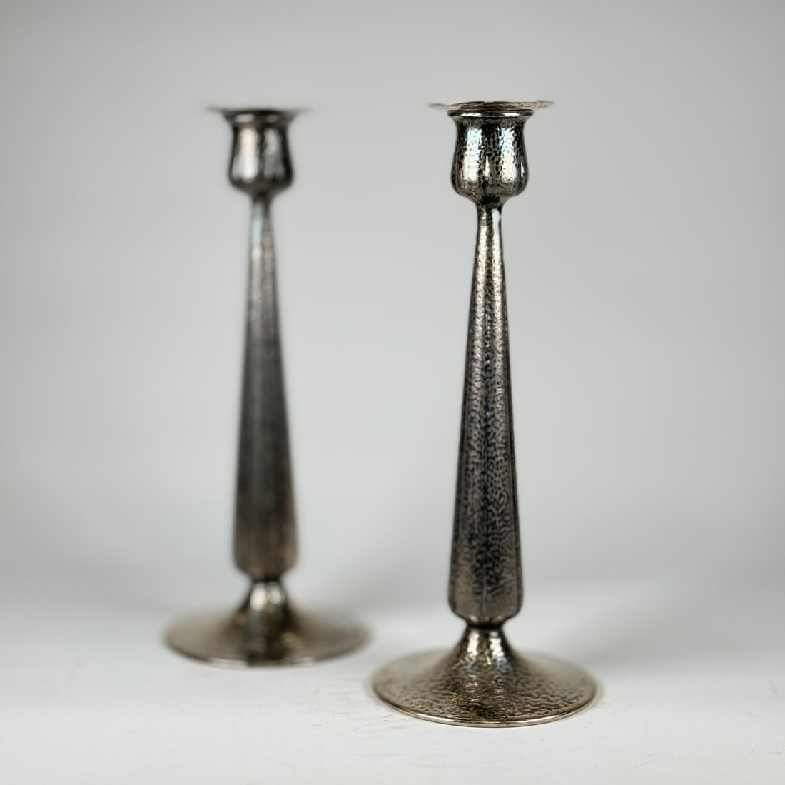 Arts & Crafts Hammered Silver Plate Candlesticks (1 of 8)