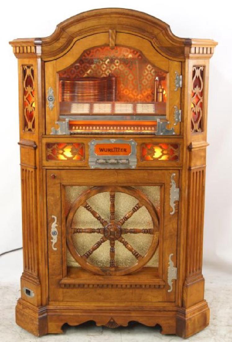 Wurlitzer Wagon Wheel Juke Box: circa 1938 Wurlitzer Model No. 7810 "Wagon Wheel" Jukebox, lights up runs NOS tubes with records, recently serviced