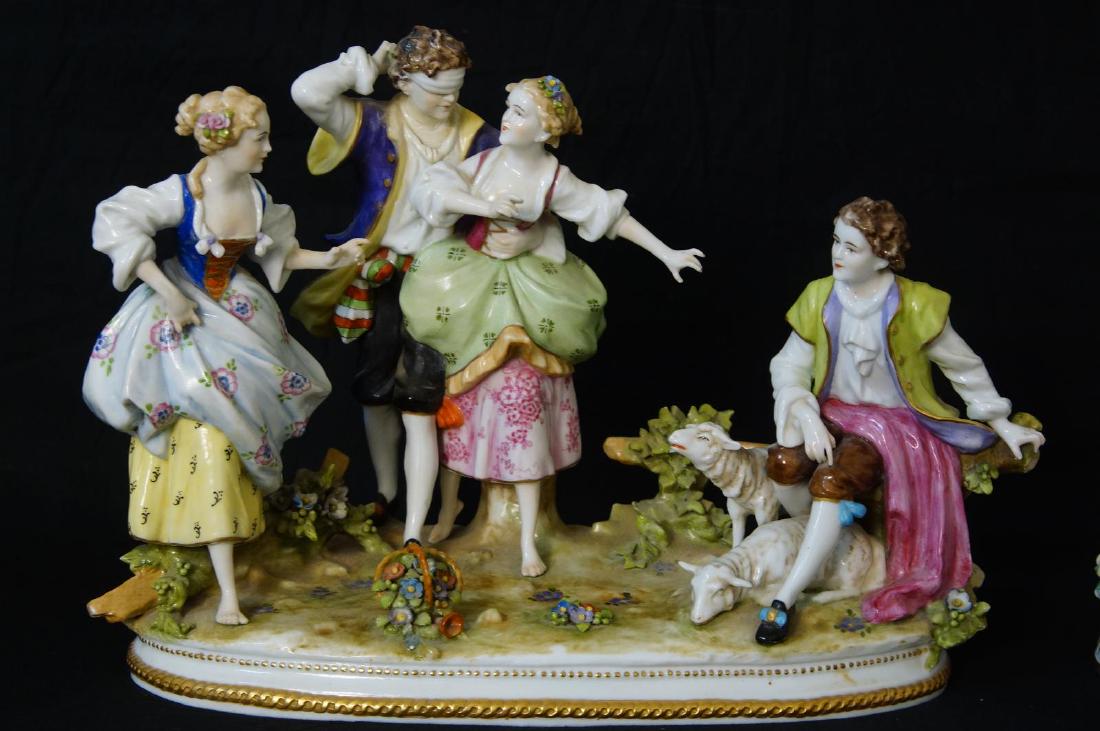 Dresden Germany antique porcelain figural group: finely executed measuring 11"x16"