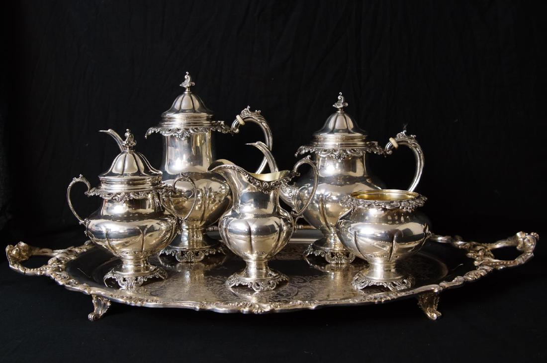 Wallace Grand Baroque Sterling 5 piece Tea Set