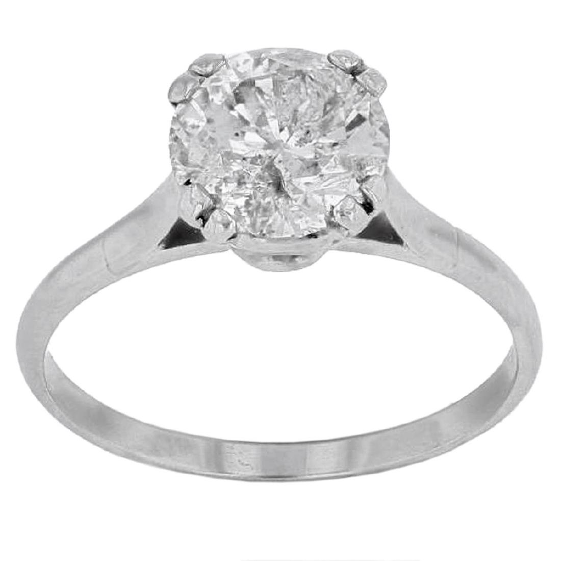 Ladies Platinum 2.07 ct Diamond Solitaire ring: An Electronically tested platinum ladies cast & assembled prong set round brilliant cut 2.07 carat diamond solitaire ring. The ring is completed by a two millimeter wide band with bright polish finish