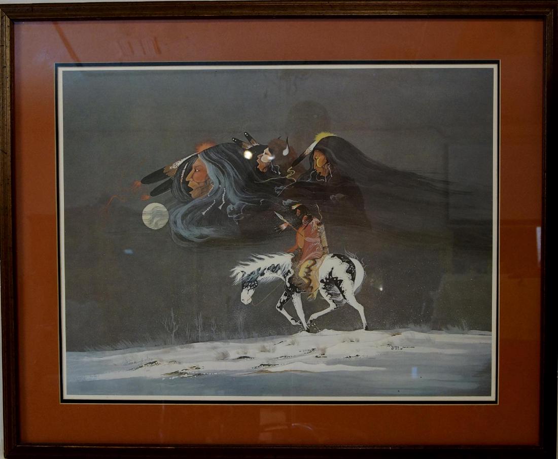 Paladine Roye (1946–2001) Indian Lithograph: signed and numbered in pencil 1/750 frame measures 31" x 37.5" image 22" x 28.5"