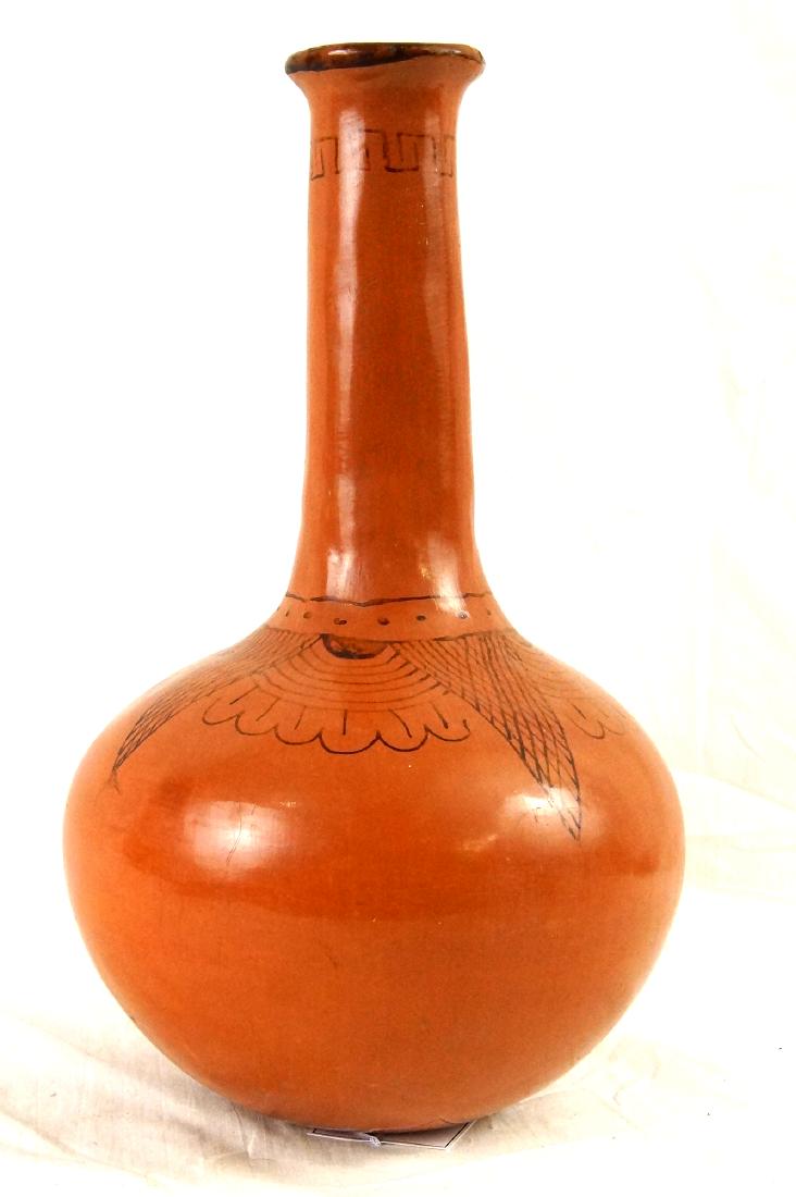 Mabel Sunn Maricopa Indian earthenware vase: Mabel Sunn created - classic tall neck pottery vase circa 1950-70 - measures 14.5" tall