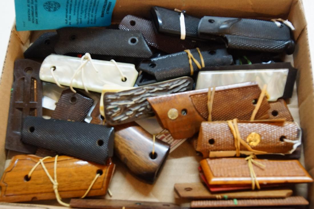 Collection of Colt and Smith & Wesson Grips: Colt Combat commander, Colt 1911 pearl, Ruger, Walther, Vintage Pachmayr 1911 grip