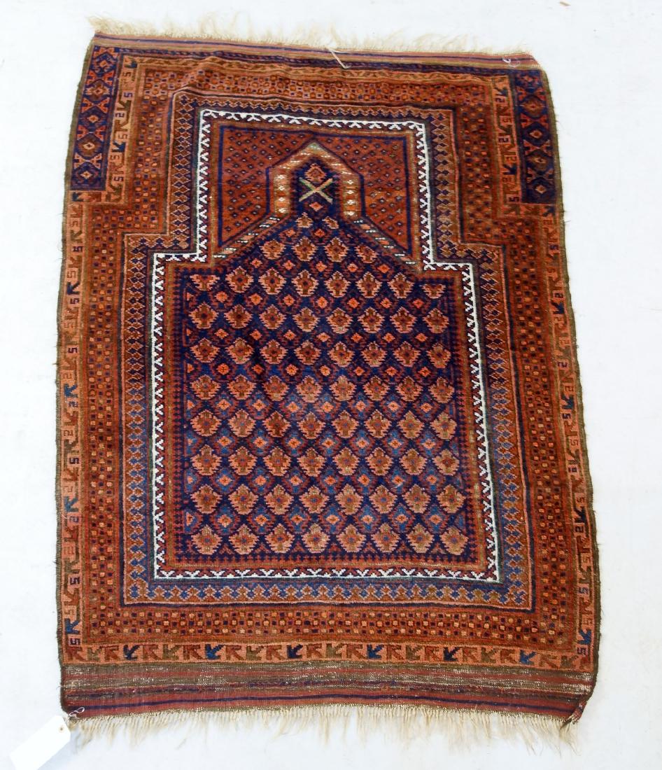 Beluch prayer rug: measures 3' 8" x 4' 7"