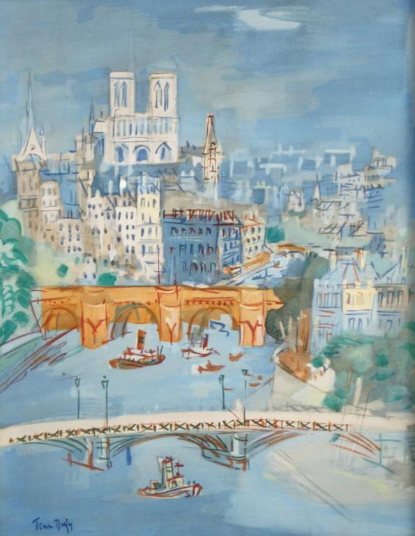 Jean Dufy watercolor - Notre Dame Paris: Jean Dufy watercolor - Notre Dame Paris