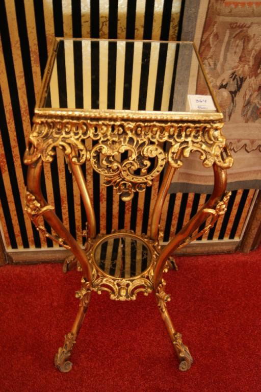 Pair brass & mirror tables: Pair brass & mirror tables
