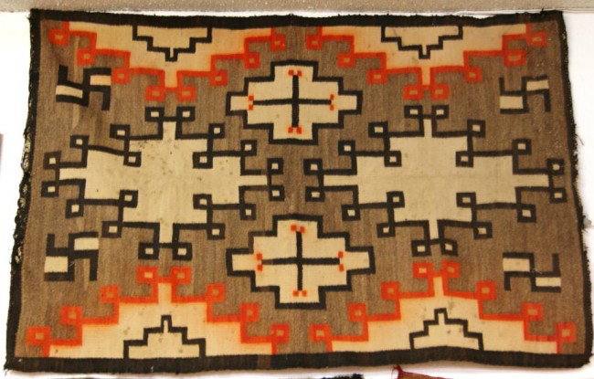 Navajo rug - 54" x 36" - some color bleed Provenan: Navajo rug - 54" x 36" - some color bleed Provenance: Robert Owen Browne Museum Collection