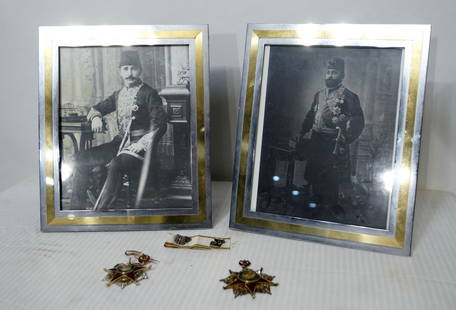 Two Young Turk Military Medals and Photographs: Looks to be images of - ENVER BEY PASHA (Ismail Enver) was one of The Three Pashas also known as the Young Turk triumvirate - was a Turkish military officer and a leader of the Young Turk revolution.