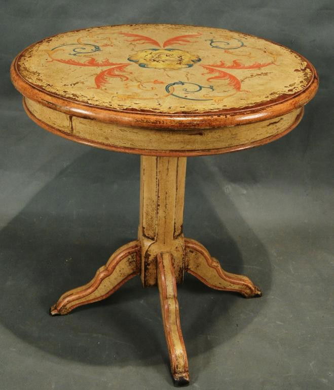 Tuscan style hand painted round table with pedesta: Tuscan style hand painted round table with pedestal base
