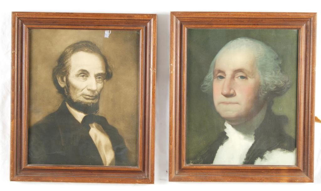 Lincoln & Washington 16" x 13" lithographs - 2