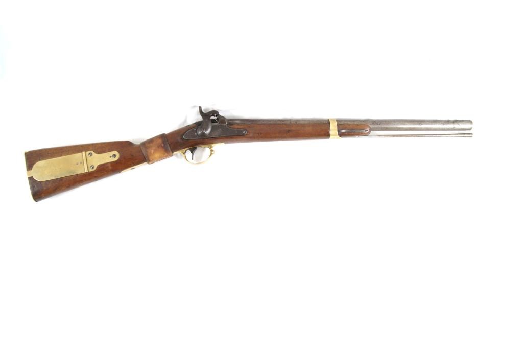 Mo1841 Whitney Arms "Indian Wars" Percussion rifle: Including a note from A.J. Zimmerman that reads: 'taken from Souix Indians Dakota Territory 1869.' below in pencil his daughter writes: 'Born 1840 died 1928. Rifle Kept by him 58 years. Jane Zimmerman