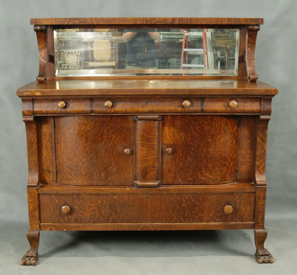 207 Am oak antique claw foot sideboard
