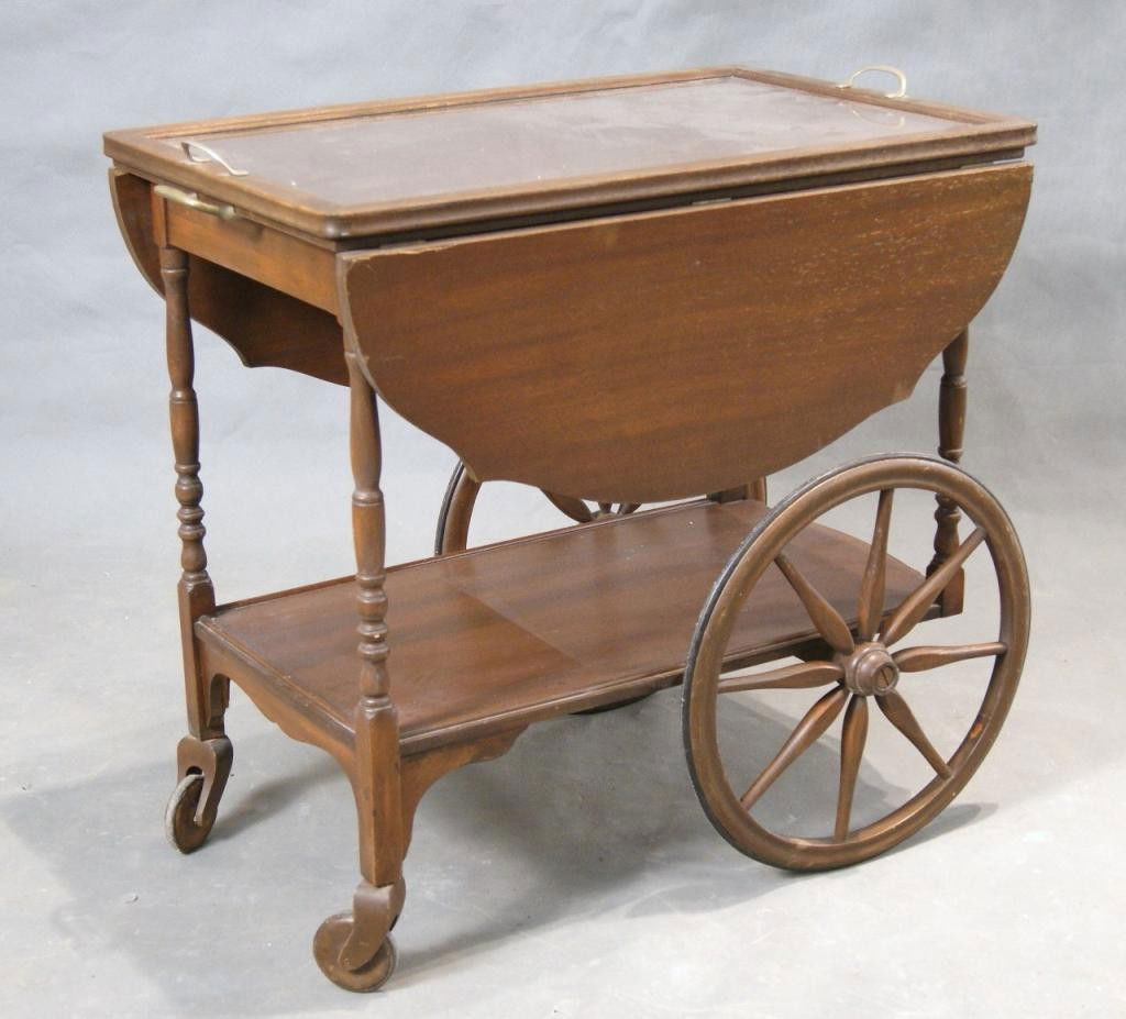 23 Antique mahogany Tea cart Lot 0023