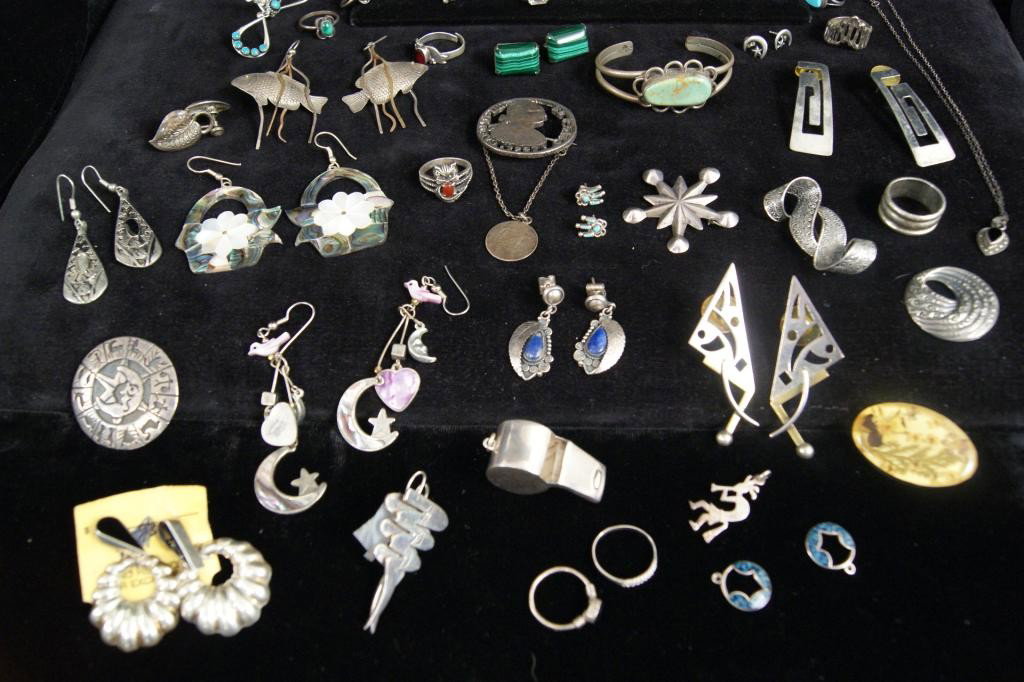 Large group of sterling silver jewelry - ap223gms: with tribal vintage jewlery