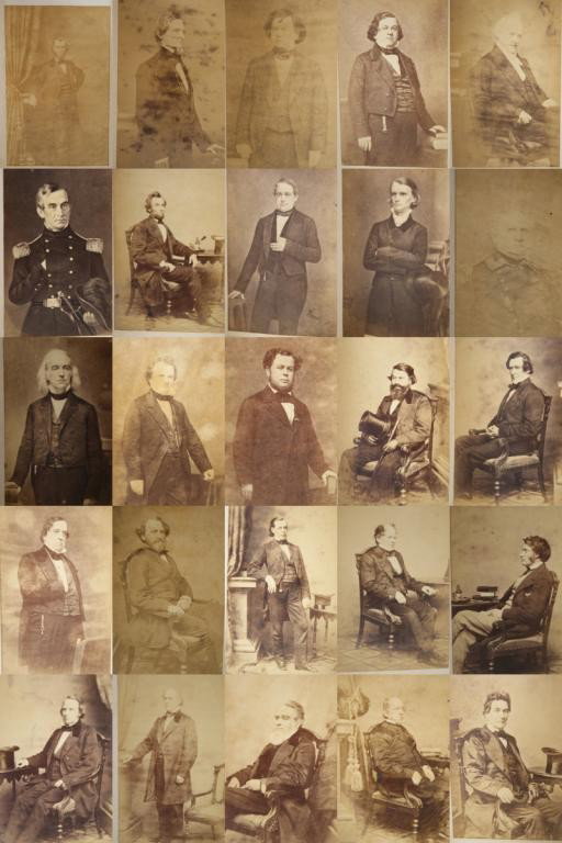 Mathew Brady Photographic Album incl. A. Lincoln: Including 25 photographs of the who's who of American Politics and public life: (in order) Probably a young Andre Roman (he was 23 when elected Governor), Jefferson Davis, Robert Toombs, Howell Cobb, 