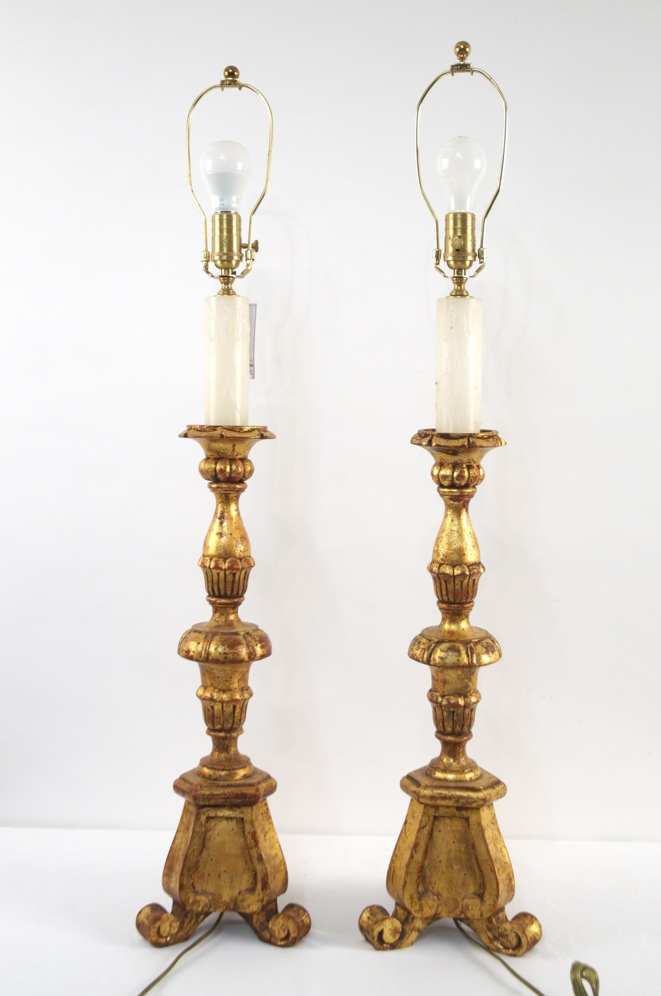 Spanish Colonial guilt style lamps: 2pcs gold leaf over wood - Altar style lamps