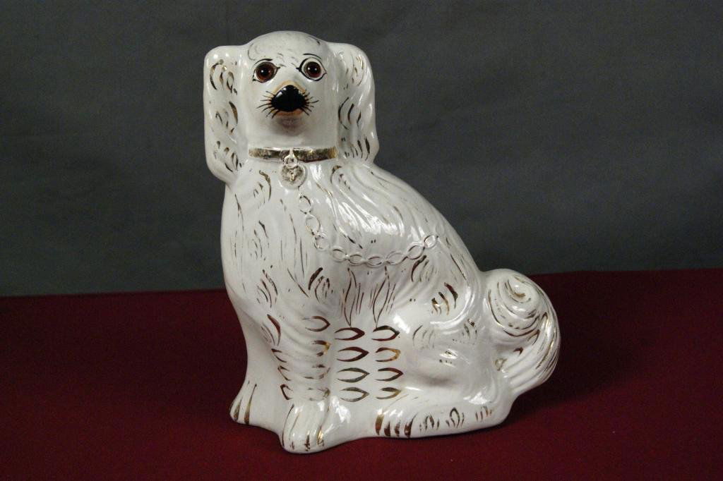 285 Antique Staffordshire dog with glass eyes 12.5"