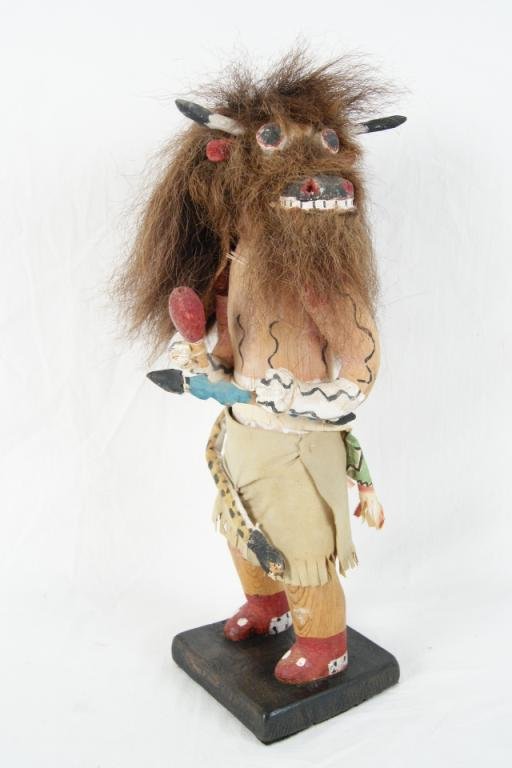 Zuni "Cow" Katchina doll with buffalo hair ca 1940: measures 15" high David Cook Gallery