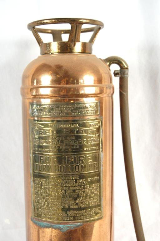 6 Antique copper & brass fire extinguisher Lot 6