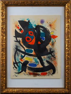 Joan Miro' - lithograph in Colors 1969: Exhibition Pasadena Museum S.D. H.C. 1969 Lithograph in colors on Arches paper, signed in pencil lower margin, annotated ‘HC’ for Hors Comerce (aside from the numbered edition of 100). Published b