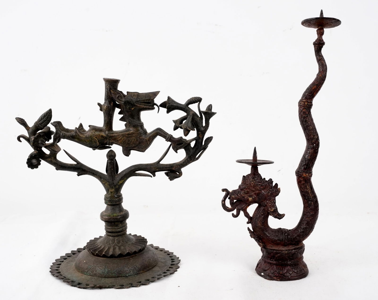 Chinese Dragon candelabra & bronze censer (1 of 8)
