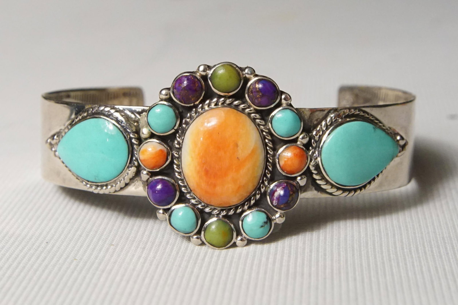Zuni Multi-Gem Stone Sterling Bracelet (1 of 8)