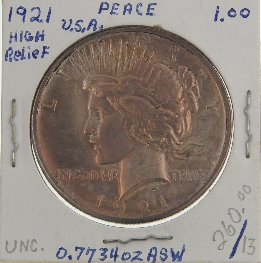 1921 High Relief Uncirculated Peace Dollar