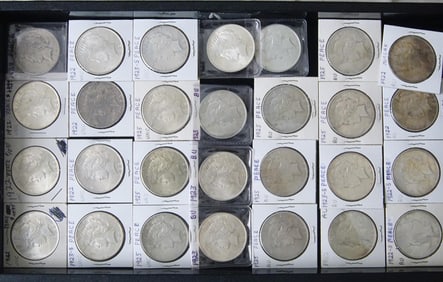 28 Peace Dollars 1922-1927 UNC, AU, BU, VF +