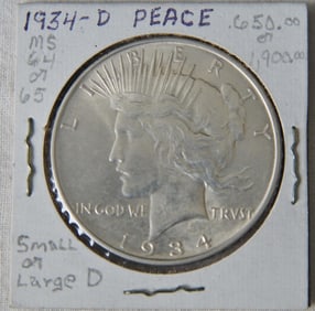 1934-D Micro D Peace Dollar