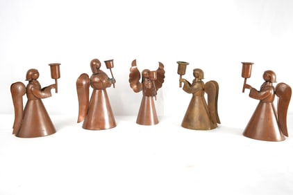 Los Castillo Taxco Copper angels candlesticks