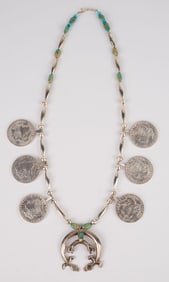 Navajo Morgan Silver Dollar Squash Style necklace