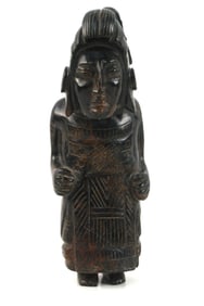 Aztec Style Carved Dark Green Stone Shaman