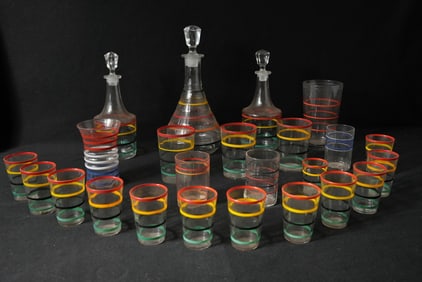 Assorted Ring Ding glassware - app 23 pcs