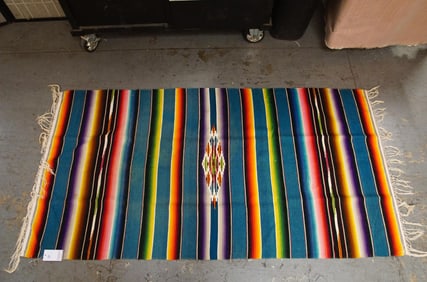 Mexico Saltillo Blue Rainbow Serape