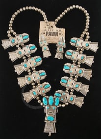 Navajo figural squash necklace & earring set