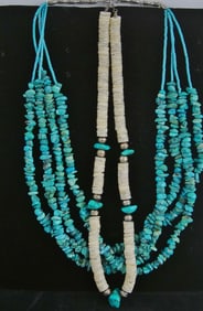 Multi strand turquoise necklace and Heishi bead