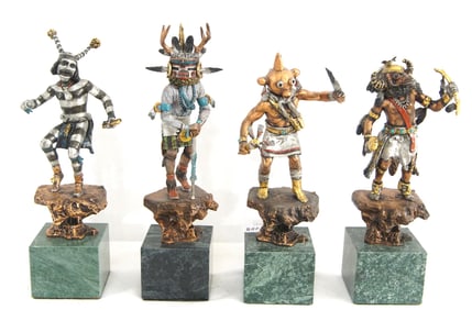 Four Bronze Kachina sculptures by CA Pardell