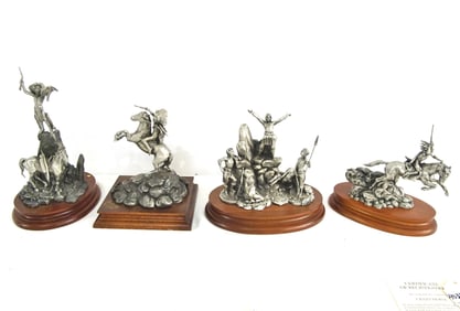 Four Pewter Indian sculptures by Donald Polland